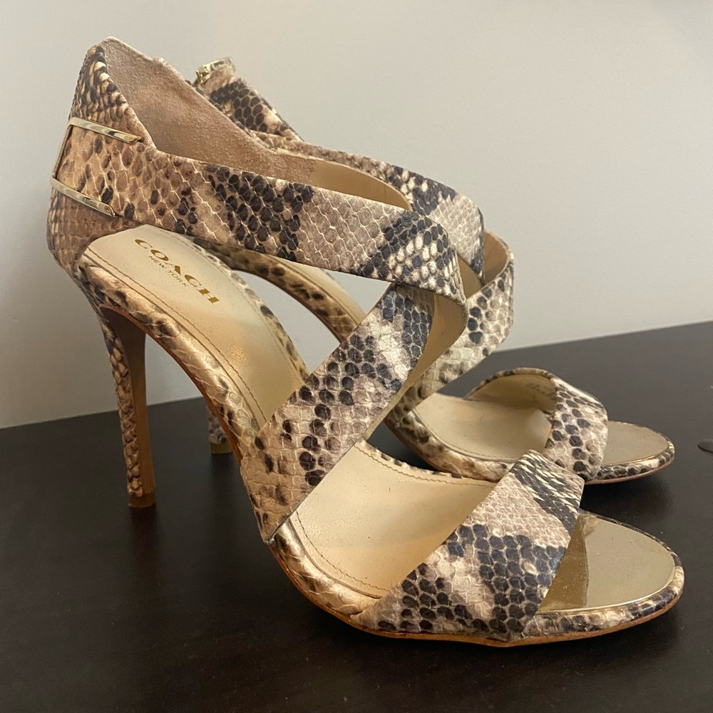 Coach Snakeskin strappy heels
